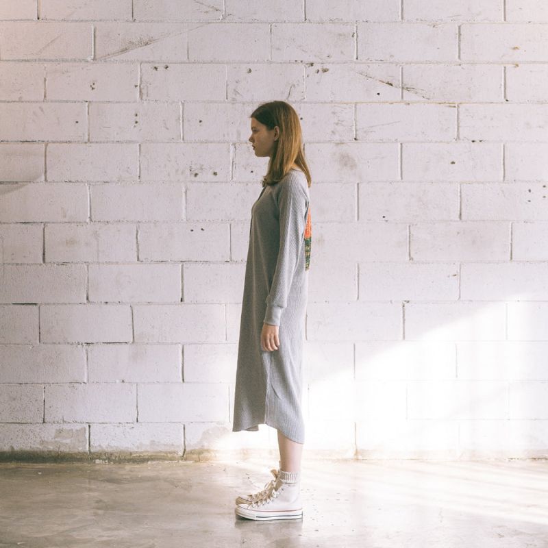 Patchwork Waffle Onepiece] Grey