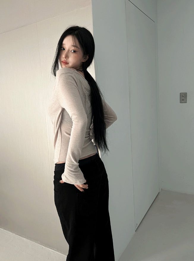 Slim fit low semi-boot pants