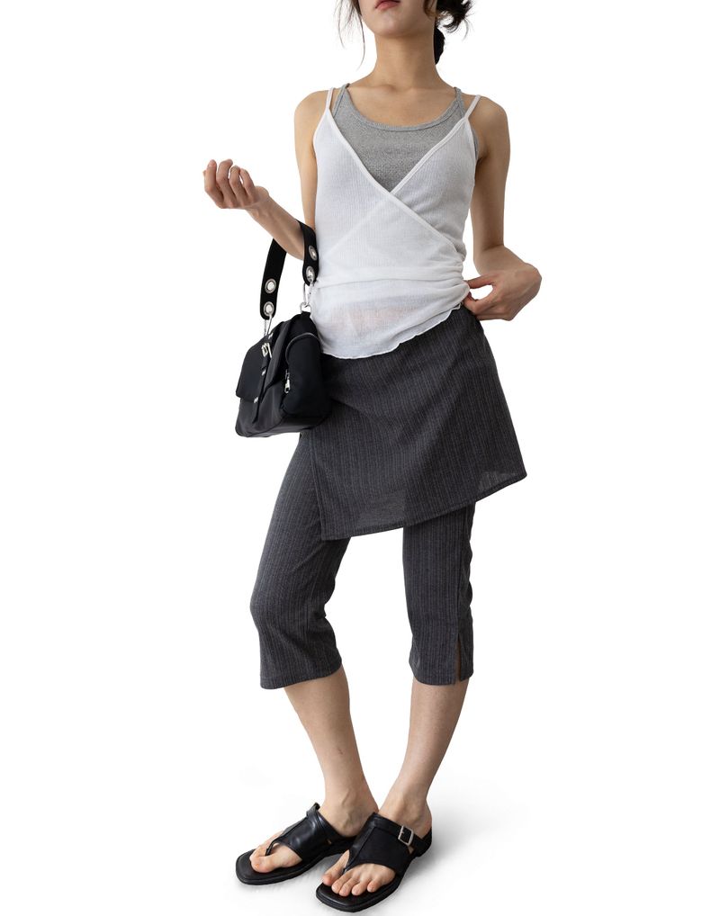 Ribbed Capri Wrap Pants