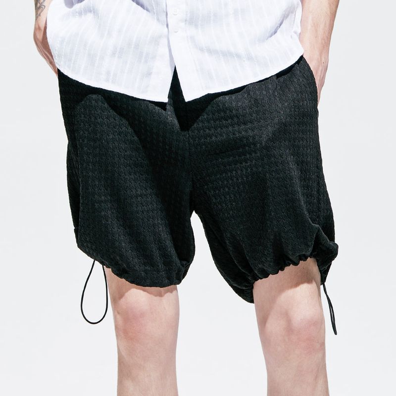 2way waffle half banding pants black