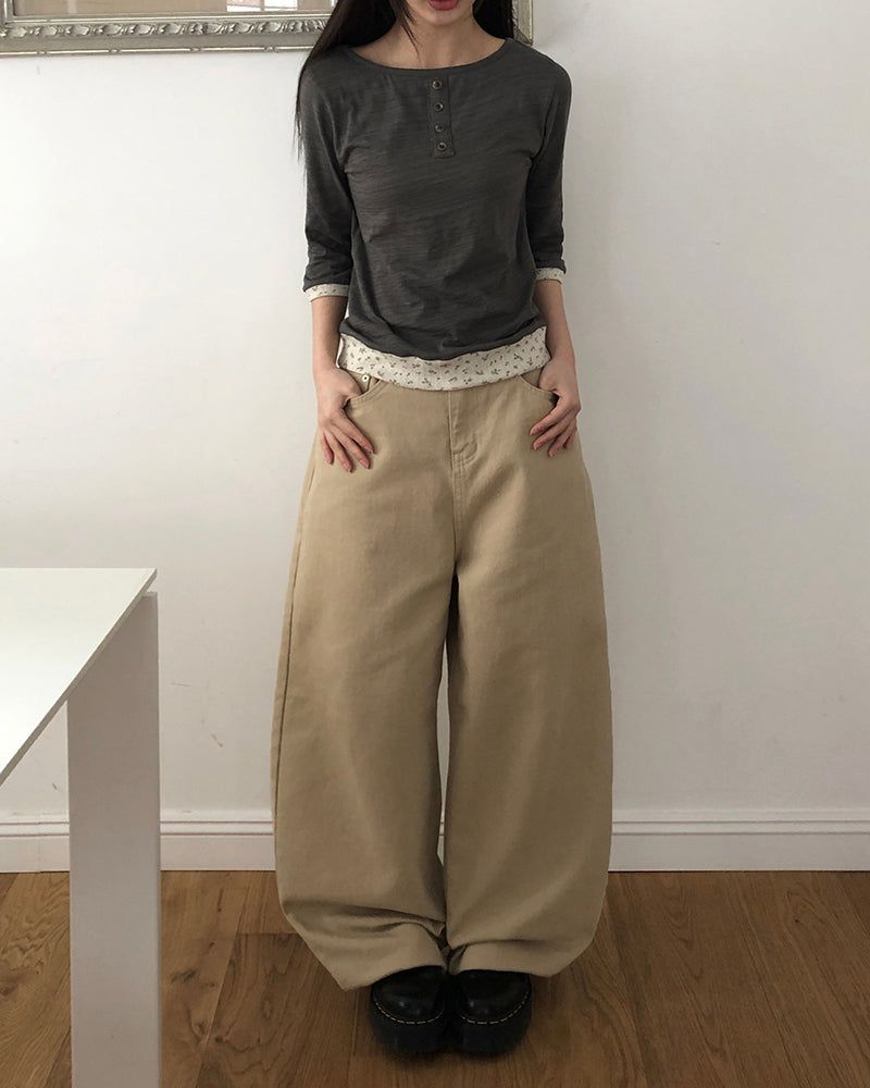 Hashu Natural Cotton Wide Pants