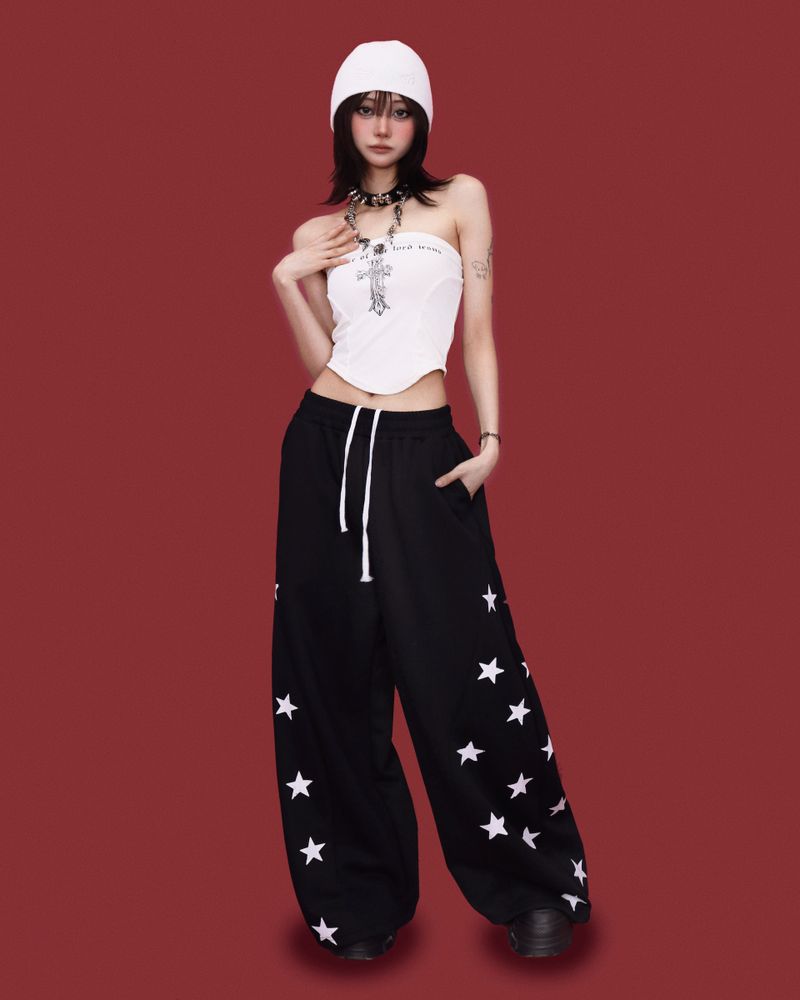 popping-star string wide pants (2color)