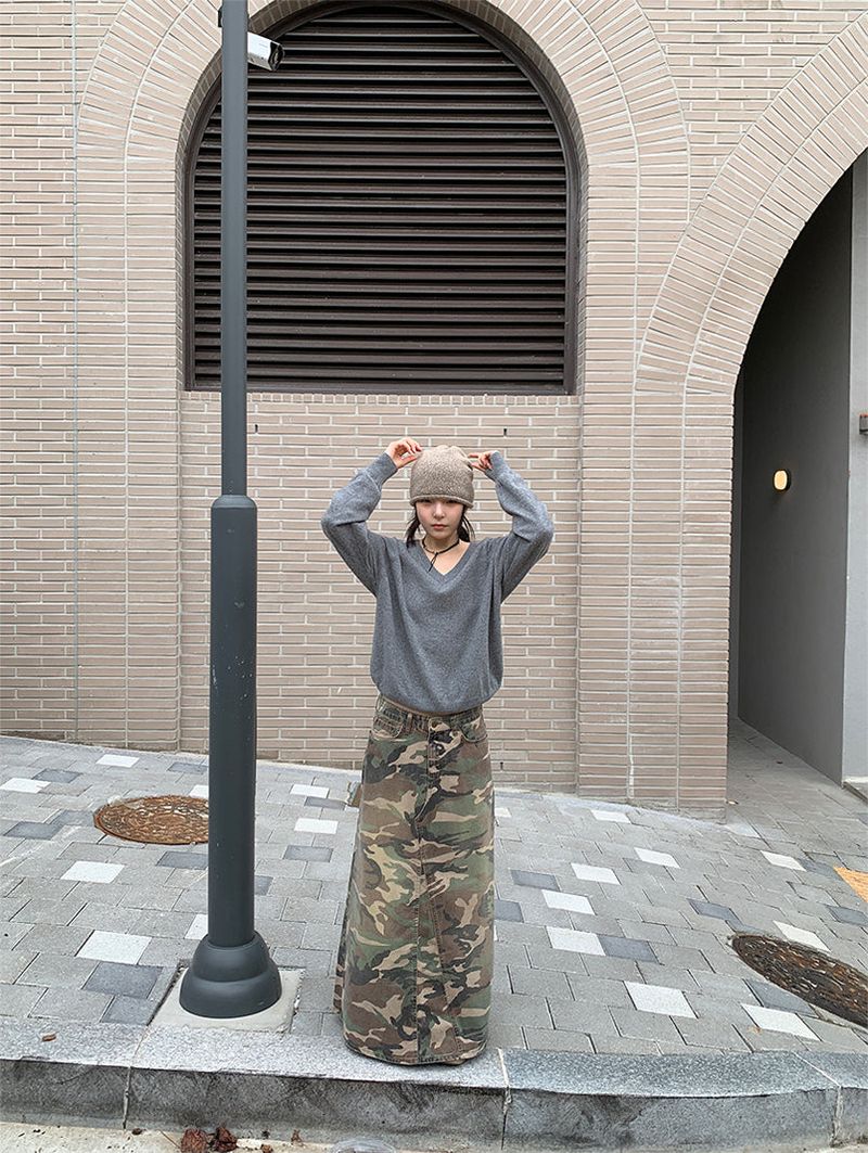CAMOUFLAGE MAXI SKIRT