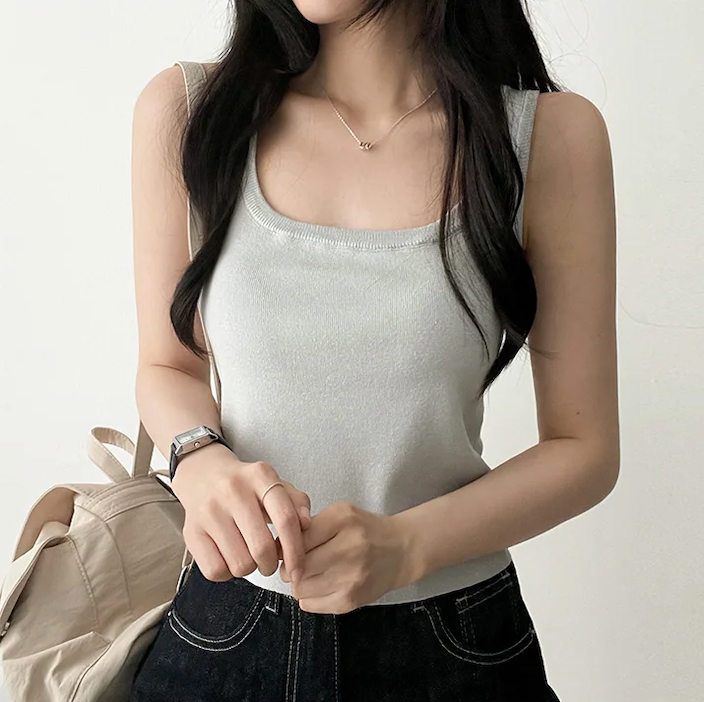 Derming knit sleeveless shirt
