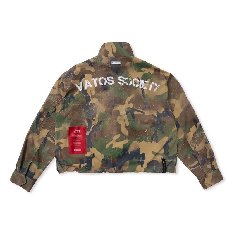 S56 OVERSIZED CROP MILITARY JACKET CAMO