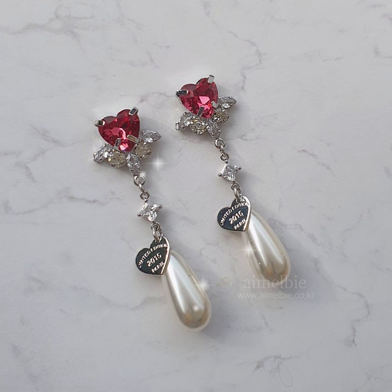 Heart Jewel Longdrop Piercing - Rosepink