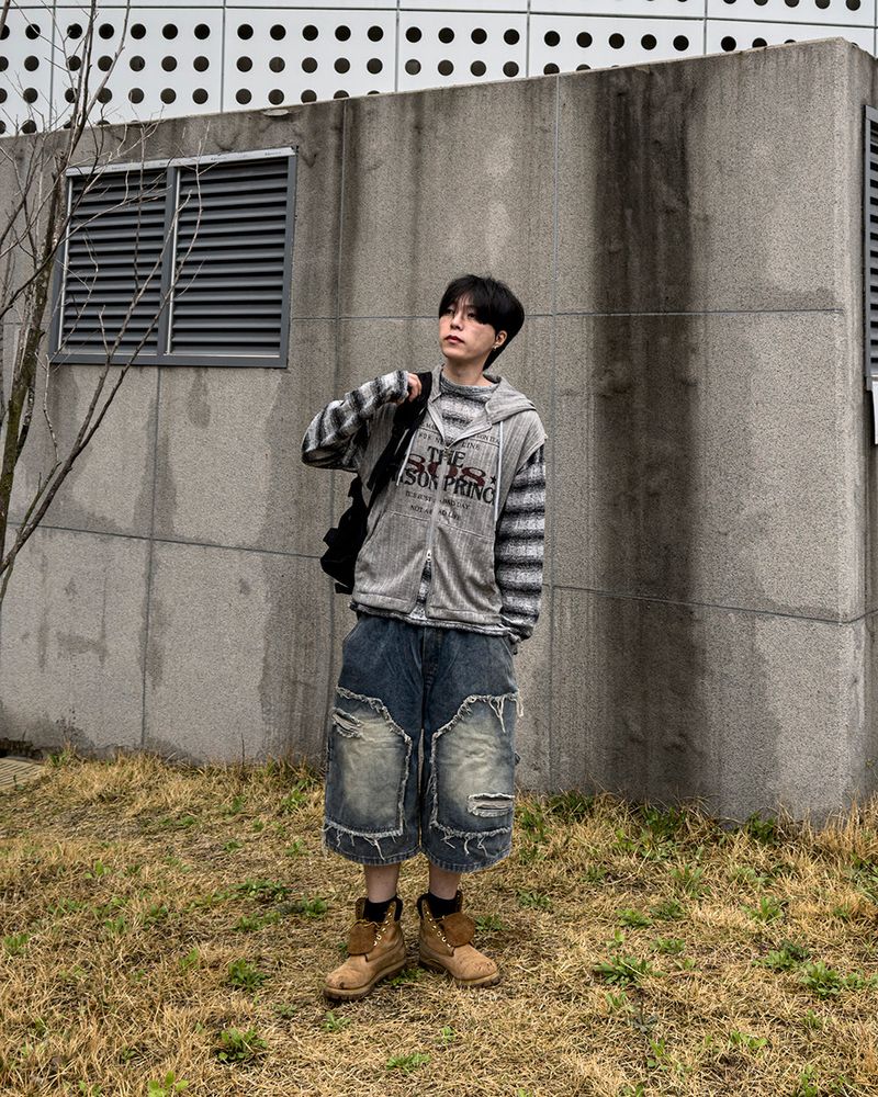 Rick Distressed Bermuda Denim Pants