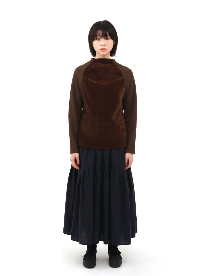 BASIC SAFARI RUFFLE MAXI SKIRT (NAVY)