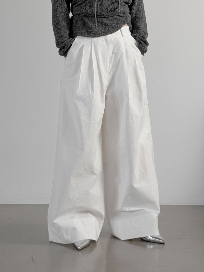 Teve Pintuck Wide Cotton Pants
