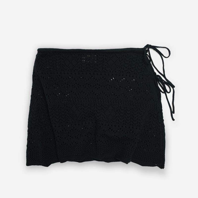 Tiki Knitted Wrap Skirt Black