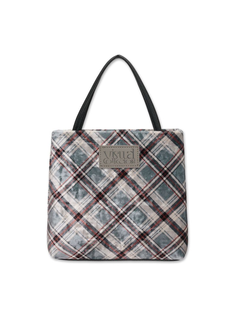 check mini velvet cross bag [charcoal]