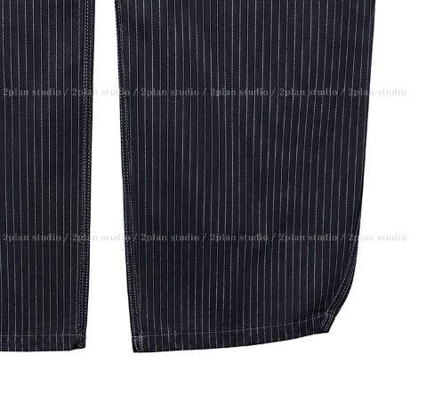 Pin stripe rivet wide denim