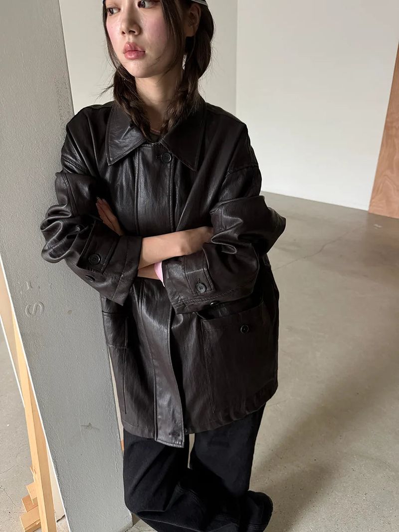 leather half jacket