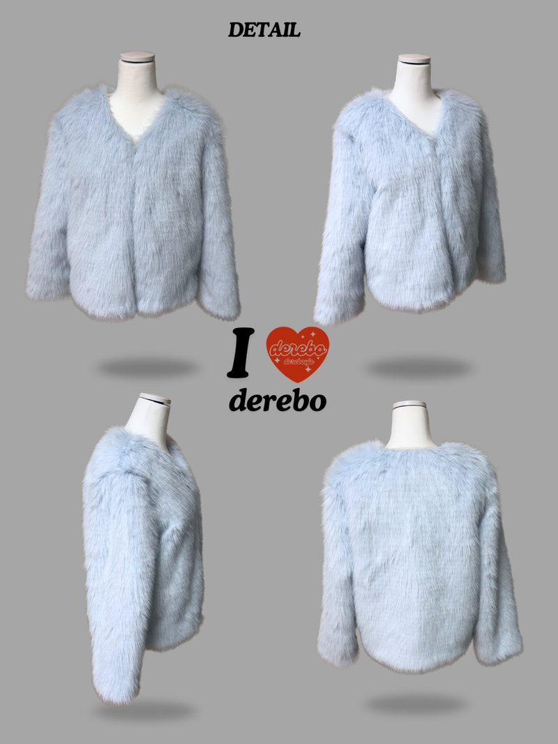 Sky Cloud No Collar Fur Jacket