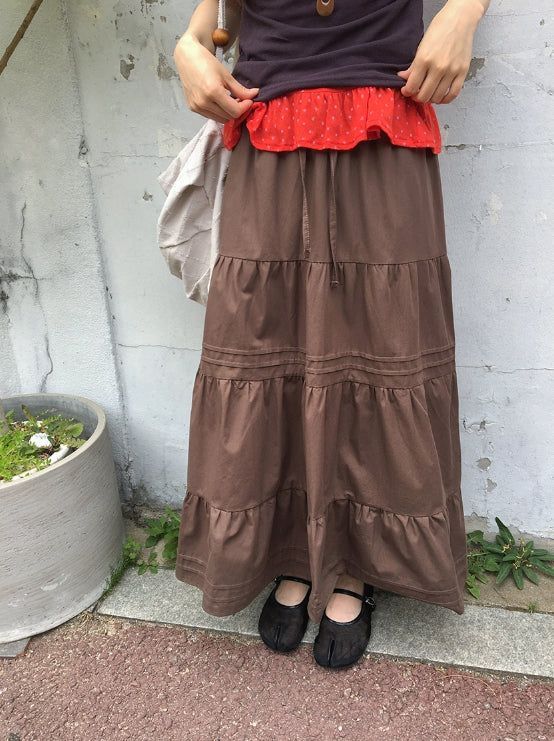 BAON（バオン）の「Nayuta Pintuck Tiered Banding Long Skirt（Skirts）」