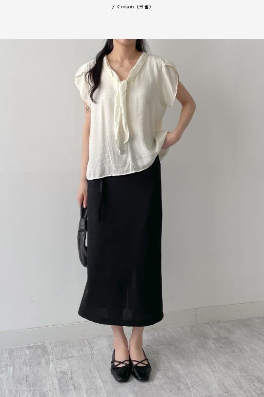 Tulip Tie Short Sleeve Blouse