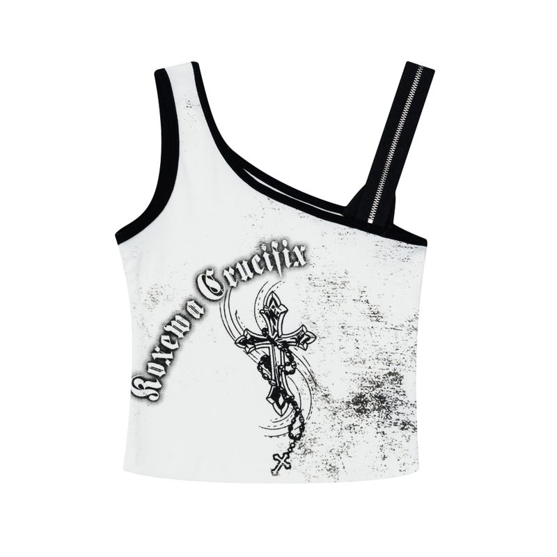 Cozy&Kitsch(コージーアンドキッチ)の「Cross Graphic One-Shoulder Tank Top 232014809(Tops)」