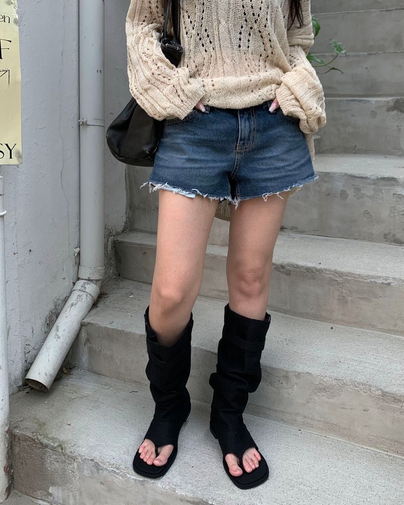 Sand denim shorts