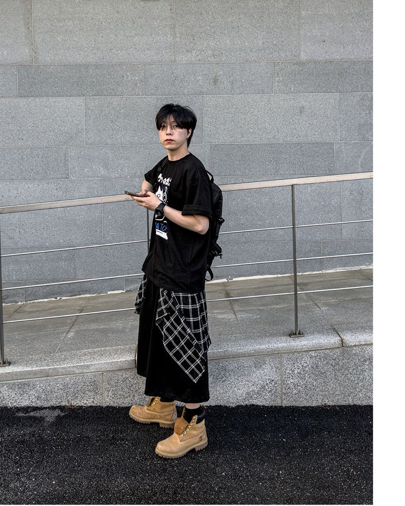 Lever Check Layered Bermuda Pants