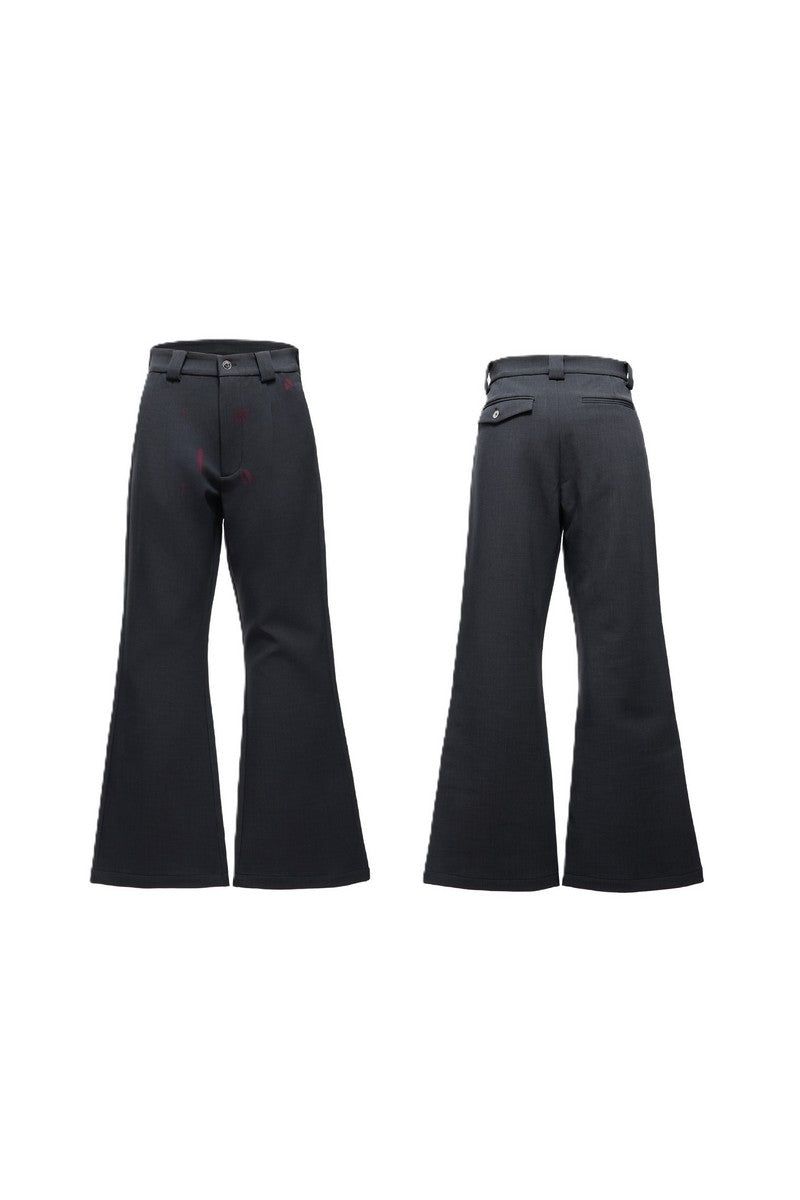 Lipstick Print Pleated Flare Trousers