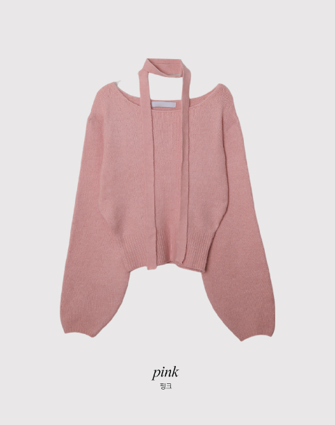 PV One Shoulder Knit + Tie Set (6color)