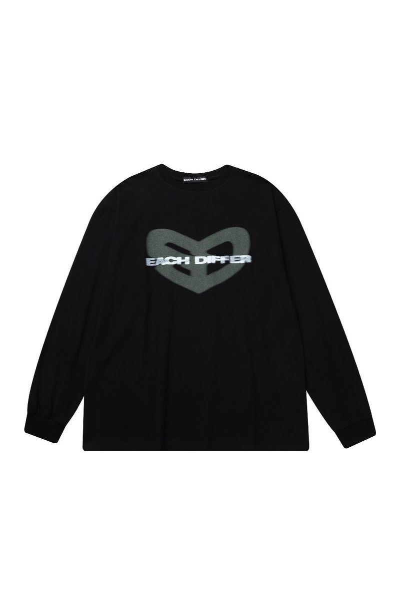 BLUR HEART LONG SLEEVE_BLACK