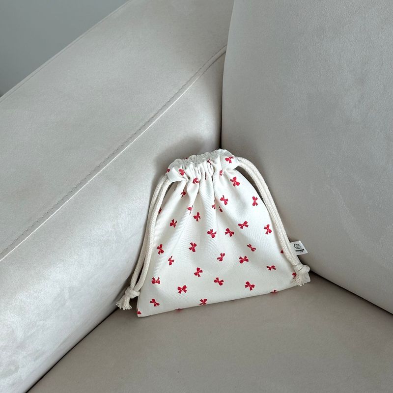 RED RIBBON STRING POUCH