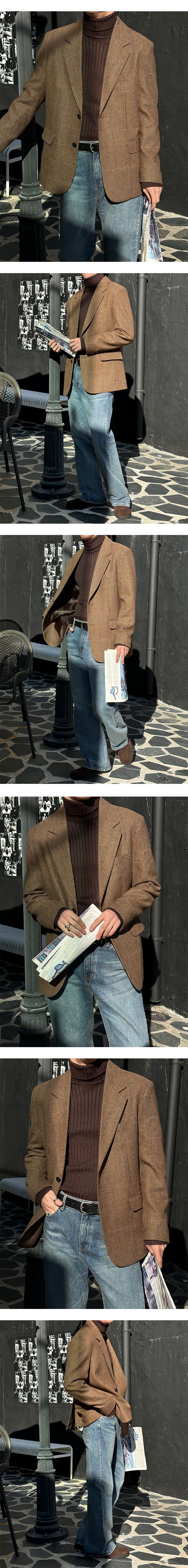 [F/W] Teddy check 2button wool jacket