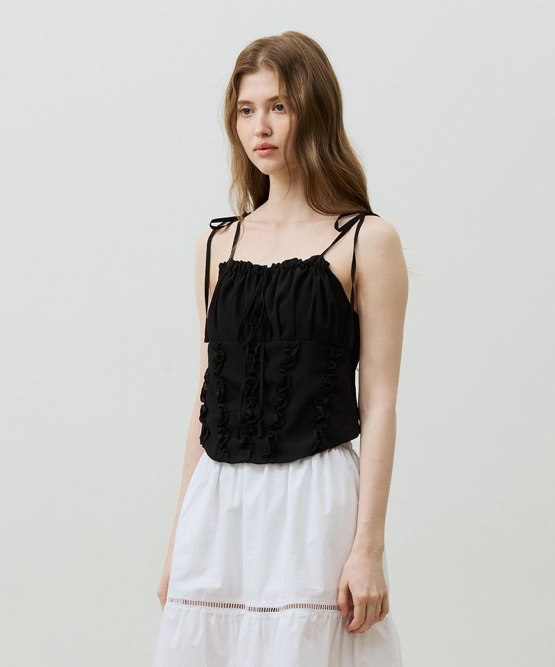 REVE CORSET SMOCKED TOP / BLACK