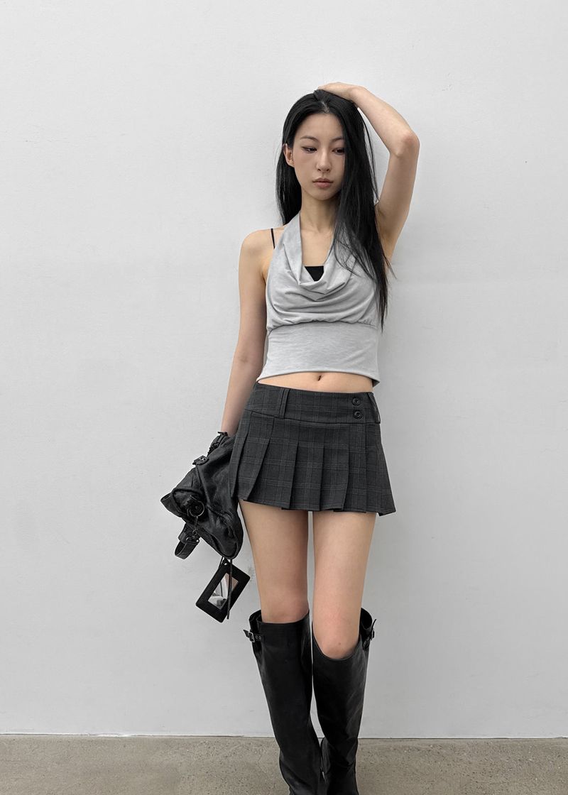 [MADE] Kusha Cowl-Neck Halter Sleeveless Top