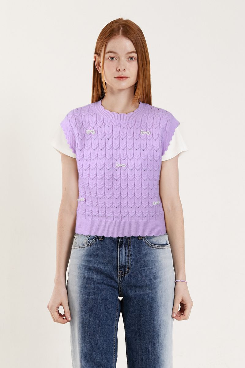 PINK PINEAPPLE（ピンクパイナップル）の「MINI WAVE VEST_LAVENDER（Tops）」
