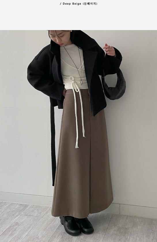 Maxi Wool A-Line Long Skirt