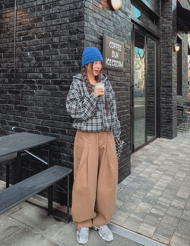 Bay Check Shearling Hooded Jumper