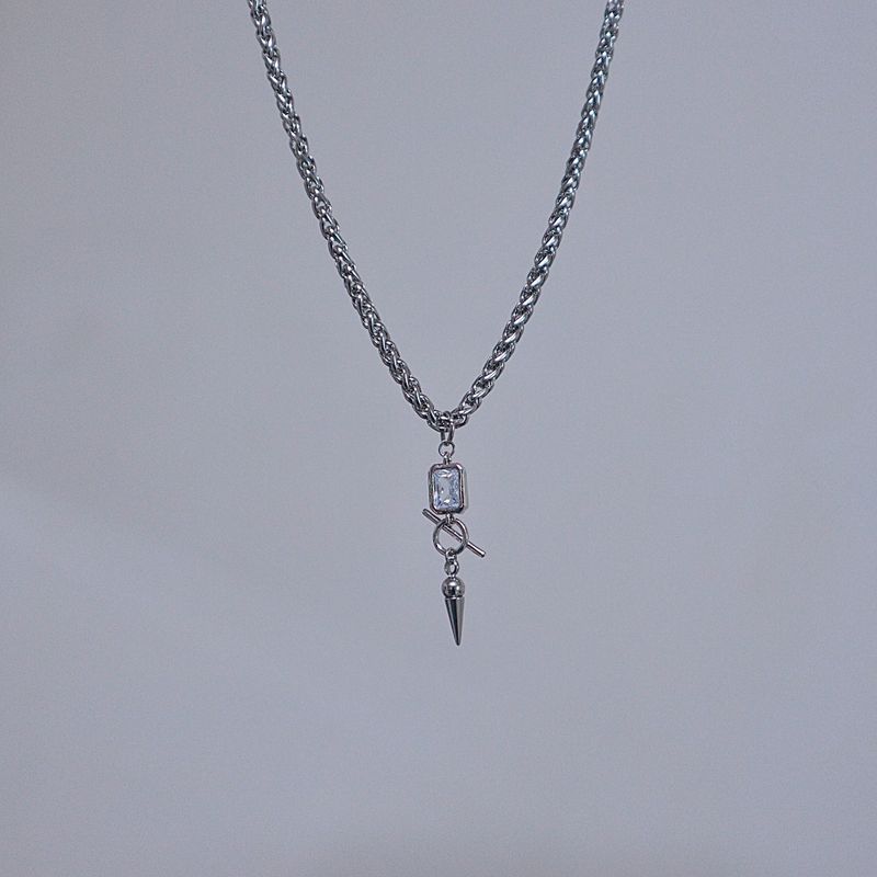 Toggle Bar Cubic Triangular Ball Choker Necklace