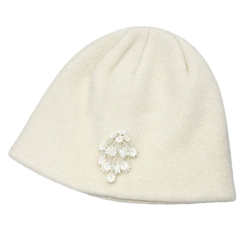 Drop Beads Angora Short Beanie [Ivory]