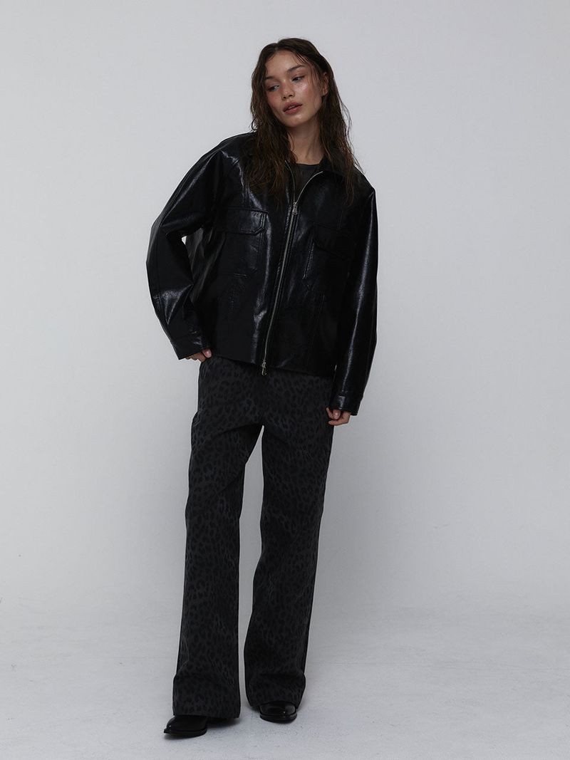 Eco Leather Bomber Jacket_Black