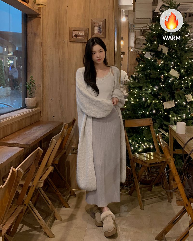 Lonlang Ribbed Knit Long Skirt