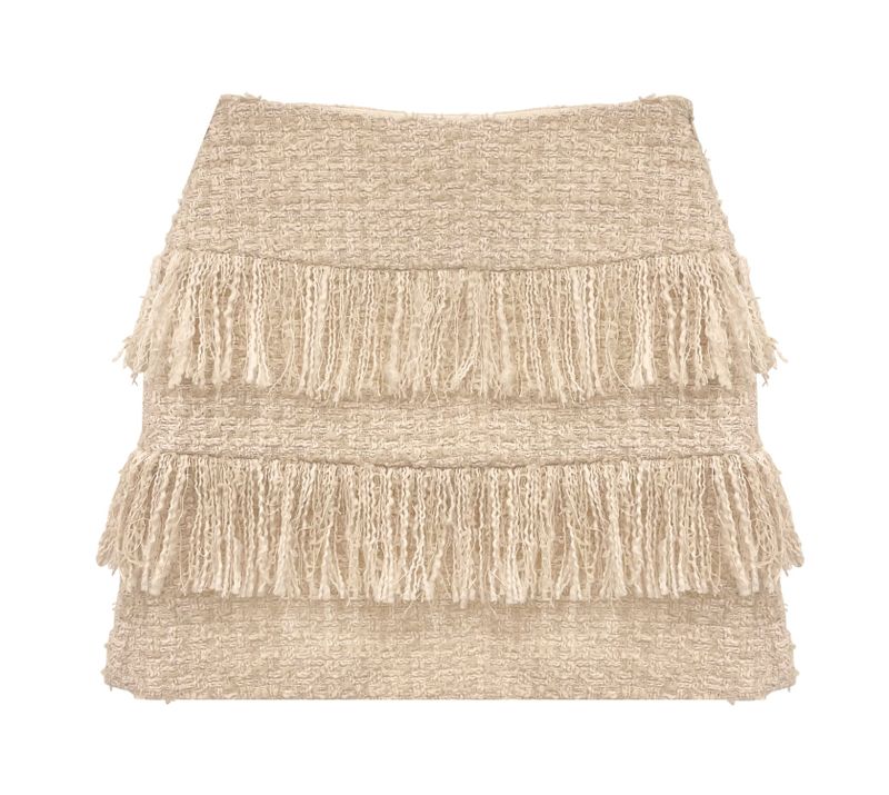 Fringe tweed skirt