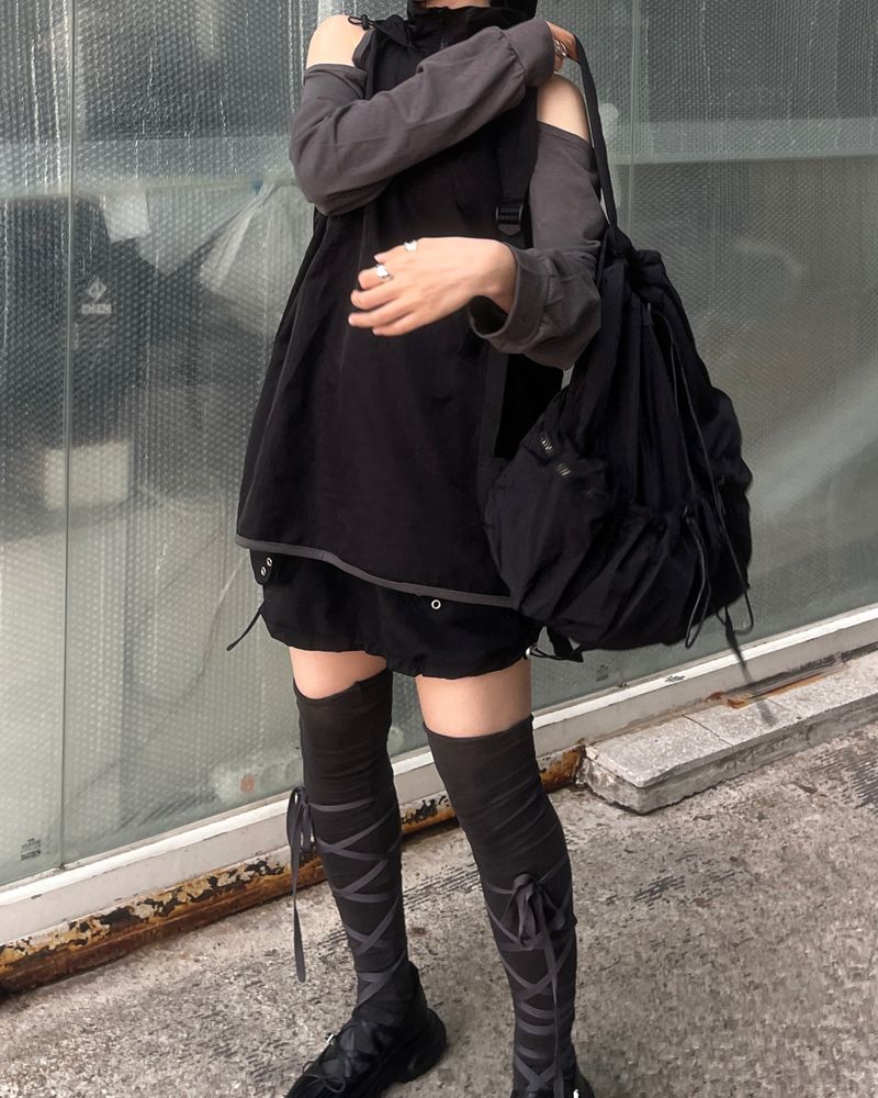 shoulder slit wind anorak hood