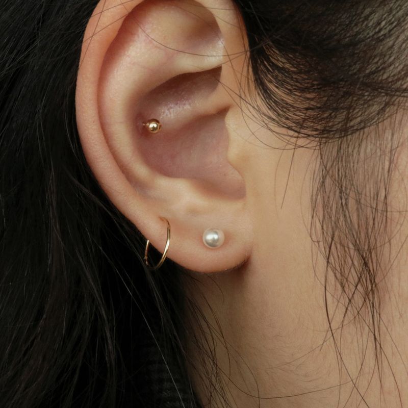Less is more(レスイズモア)の「14K GOLD 10MM PIPE RING EARRING(Accessories)」