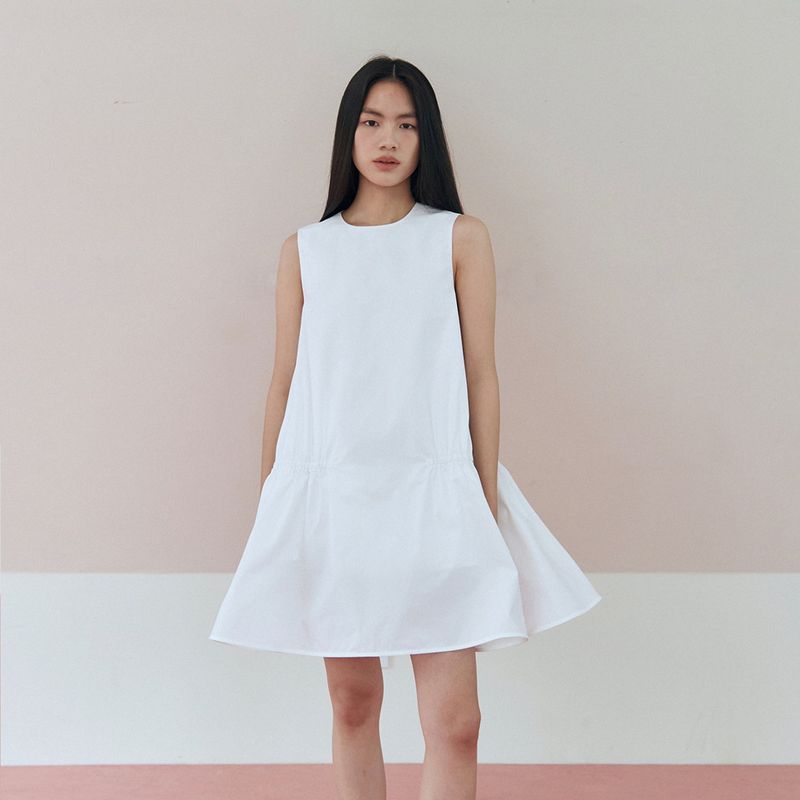 A Line Flaired Mini Dress_White