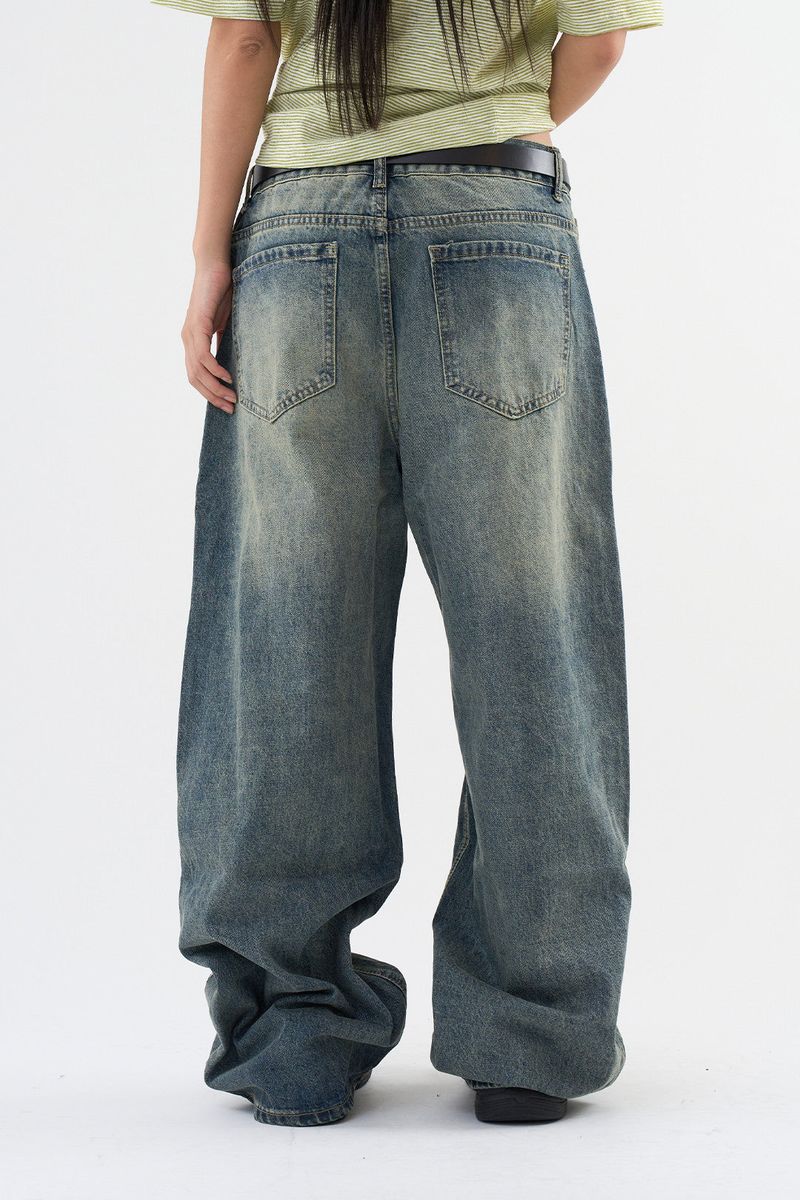 Vintage Washed Balloon Denim Pants