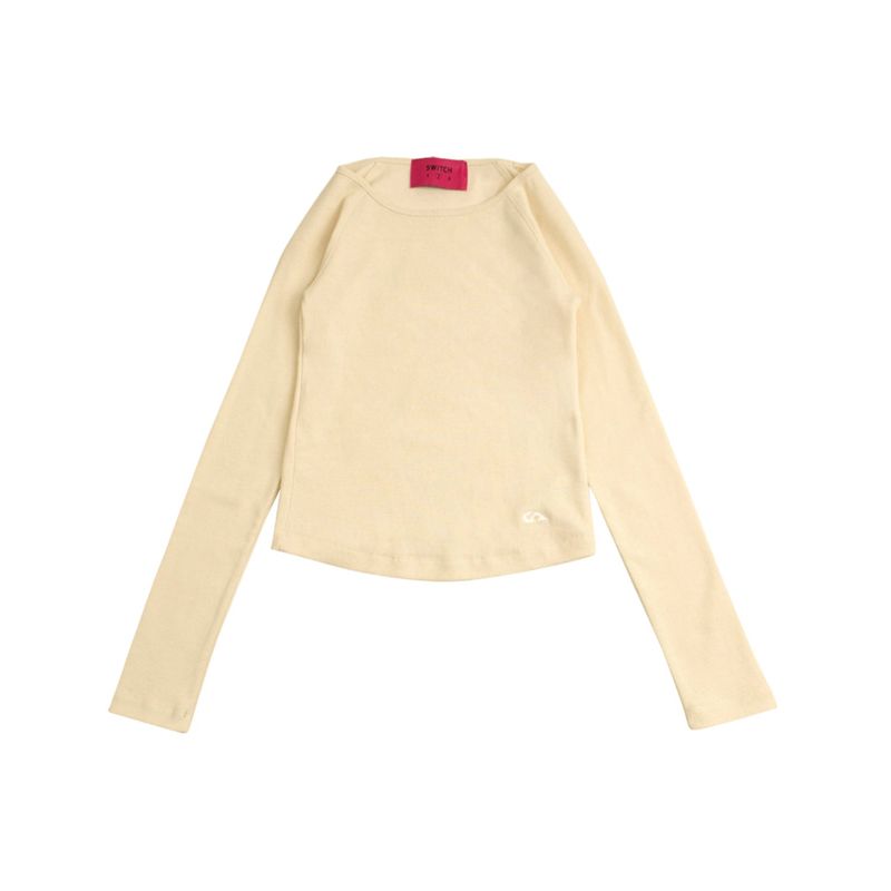 SWITCH123（スウィッチワンツースリー）の「Standard ribbed long-sleeve cropped T-shirt_SYS4TS55EY（Tops）」