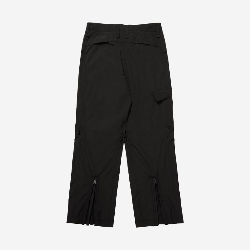 Poly Cotton RIB Buckle Pants - BLACK