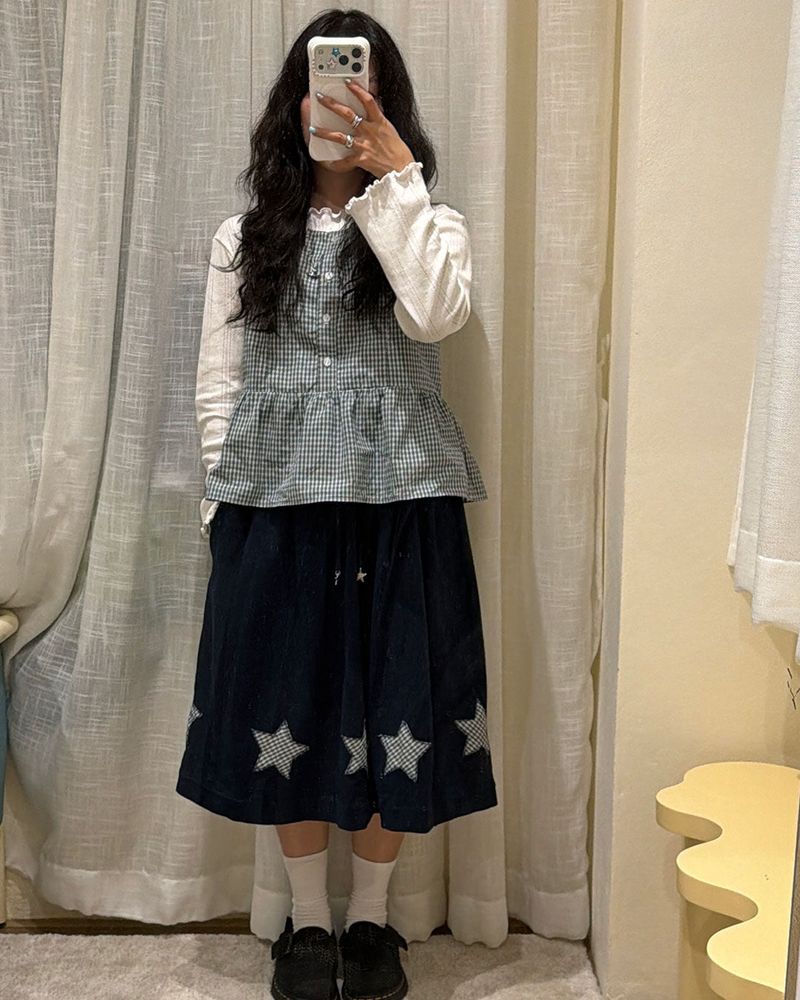 Starry Skirt | Flared Skirt with Star Appliqués