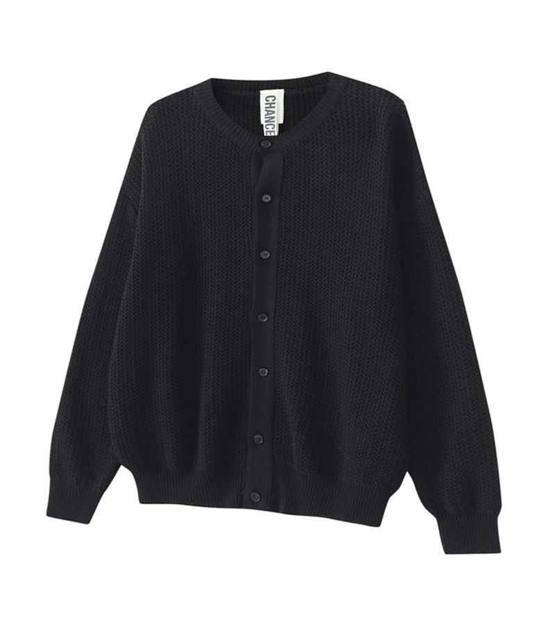 BLACK WAFFLE CARDIGAN