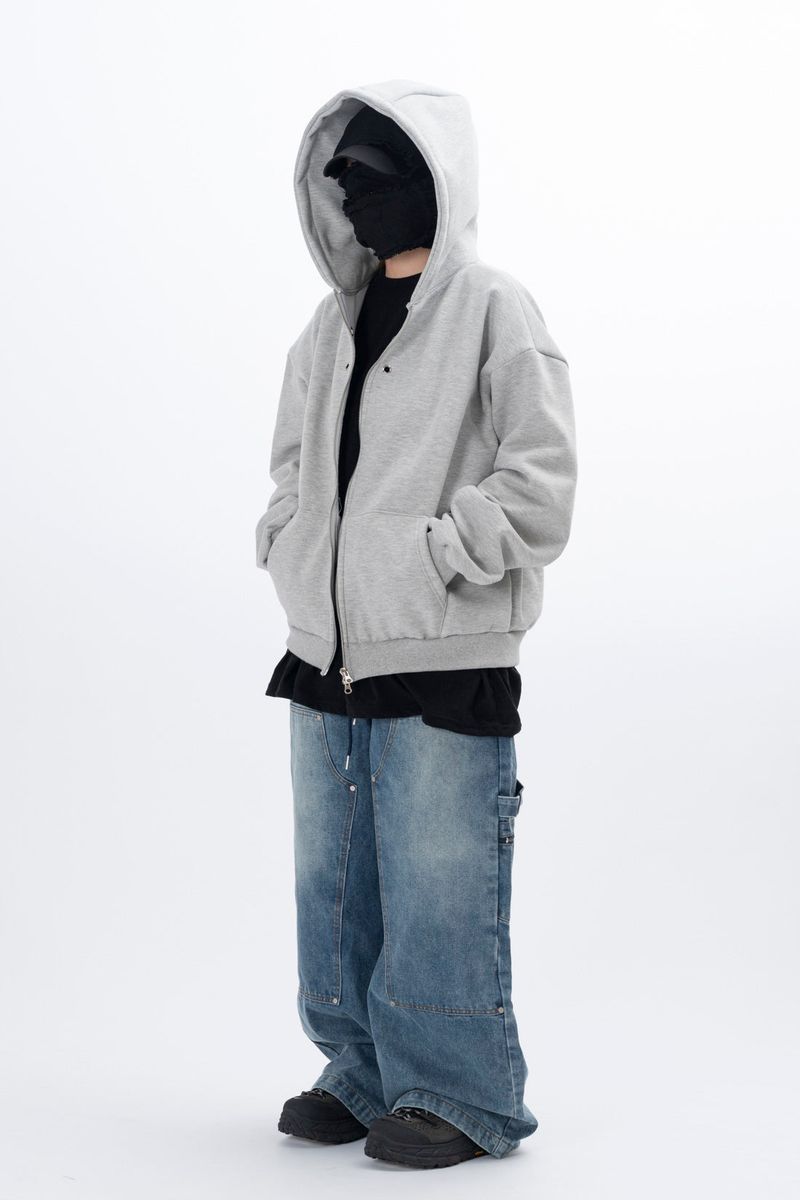 Eyelet Fleece Hooded Zip Up