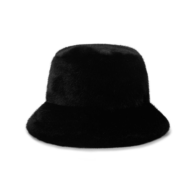 VA Long Label Fur Bucket Hat / Black