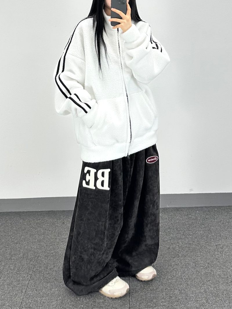 boa fleece track zip-up
