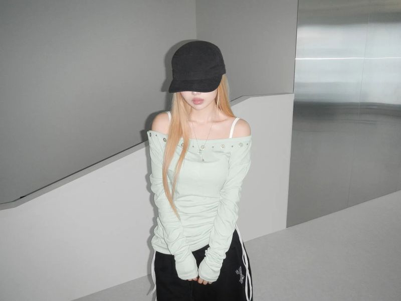 アイレットパンチングシャーリングロングTシャツ(4 color)
